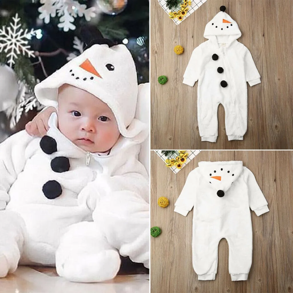 Рождественский детский комбинезон для мальчиков, для малышей одежда для малышей, рождественские пижамы для маленьких мальчиков и девочек с изображением снеговика Косплэй костюм комбинезон Комбинезоны