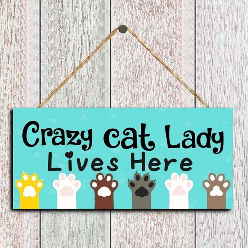 

Unique Family Home Decoration Hanging Sign Letter Funny Wood Hanging Plaque Gift Fot Cat Lovers