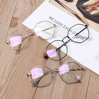

Men Vintage Anti Blue Light Glasses Frame Round Women Lens Myopia Optical Mirror Simple Metal Anti-blue Clear Eyewear Frames
