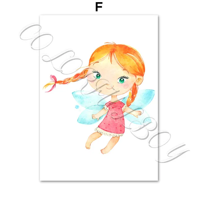 306 47 De Réductionmignon Heureux Fleur Fille Aquarelle Dessin Animé Nordique Affiches Et Impressions Mur Art Toile Peinture Impression Mur Photos