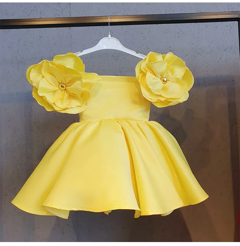 Kids Dresses For Girls Evening Party Dress Elegant Princess Dress Flowers Kids White Wedding Summer Children Clothing
