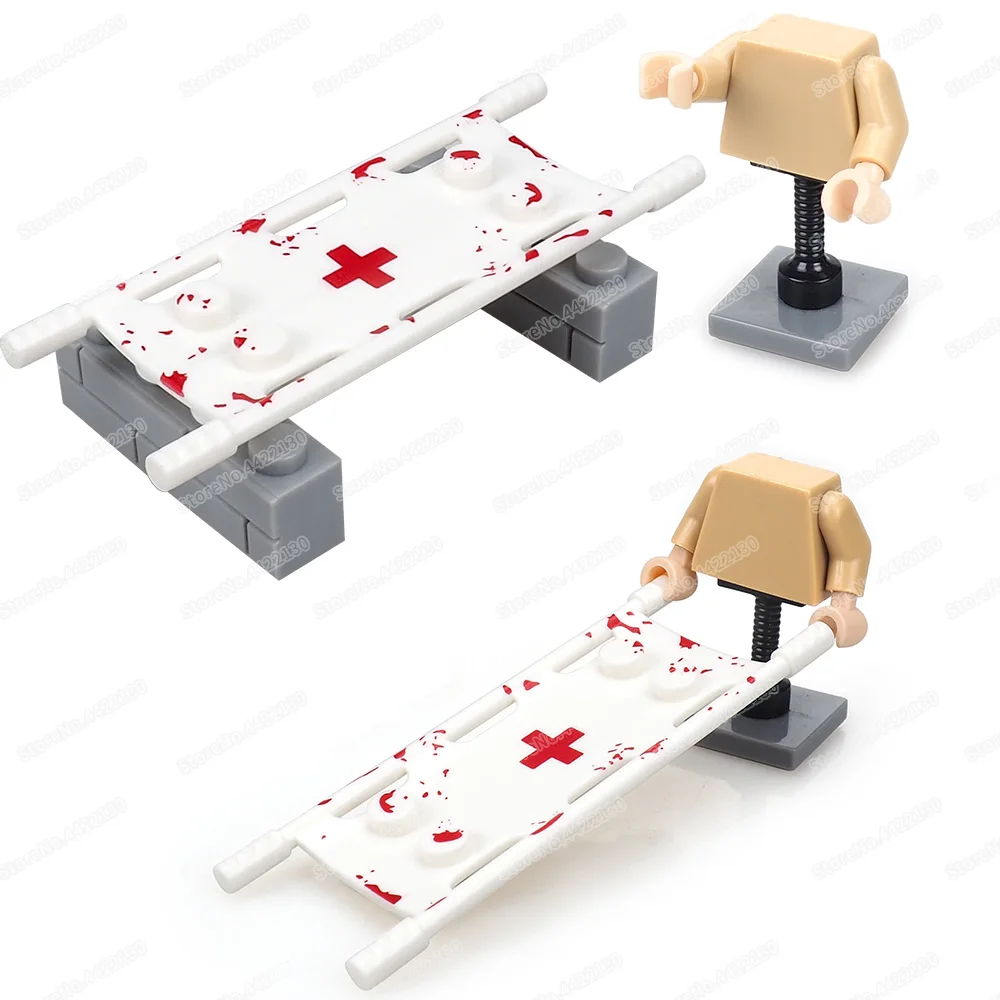 Building Block Toys Building Block Toy Building Block Kits Military Stretcher Building Block Moc WW2 Battlefield First Aid Figures Soldier Delivery Equipment Scenes Model Child Gifts Toys