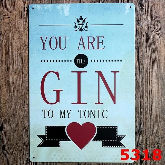 Новинка 2017 You Are The GIN To MY тоник винтажный женский декор для отеля настенная