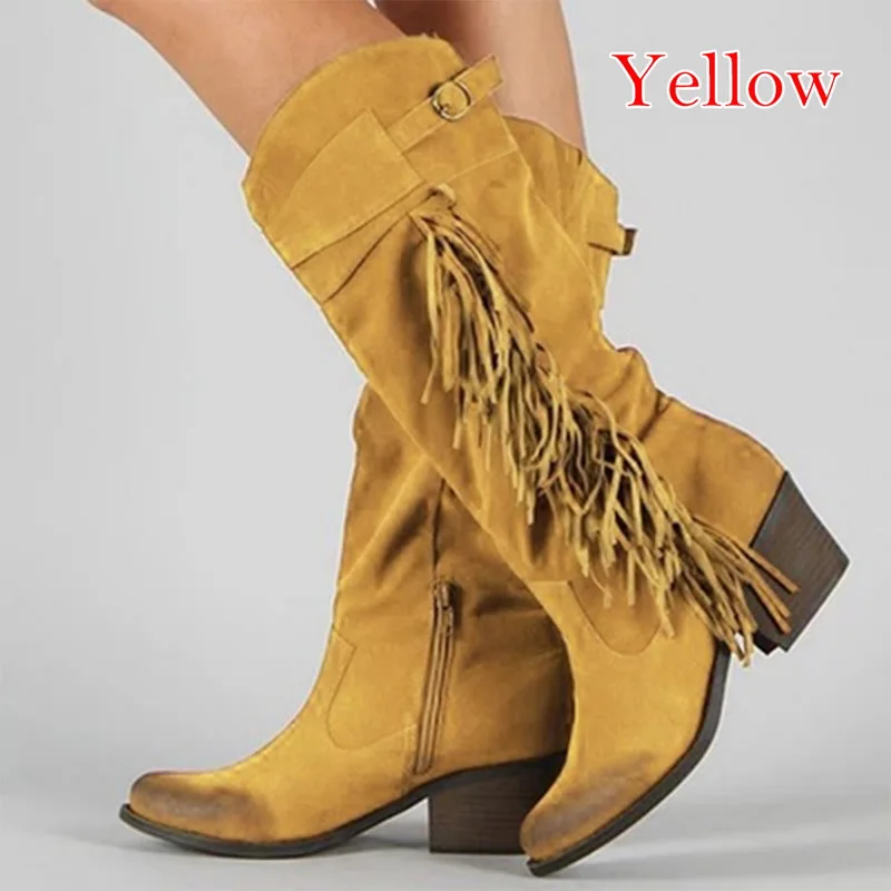 Yellow 2 WENYUJH женские сапоги; осенне-зимние сапоги выше колена; удобные сапоги из флока на плоской подошве в минималистическом стиле; Новинка года; зимняя обувь - Цвет: Yellow 2