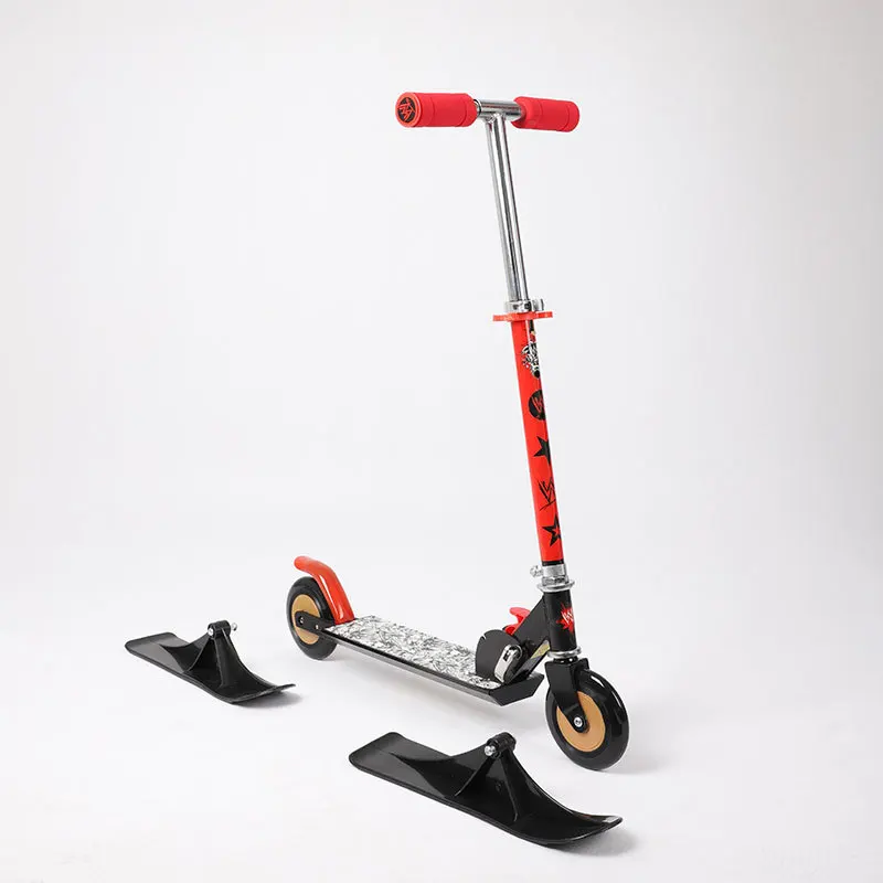 Original Snow Sled Ski Scooter for All Ages , Compact Winter Snow Kick & Ski Skooter