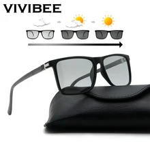 VIVIBEE мужские улучшенные фотохромные солнцезащитные очки TAC поляризованные TR90 светильник квадратная оправа переходные линзы цвета солнцезащитные очки для вождения