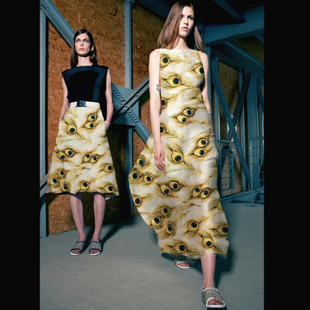 Принт шелковая органза атласная ткань 135 см ширина 14momme