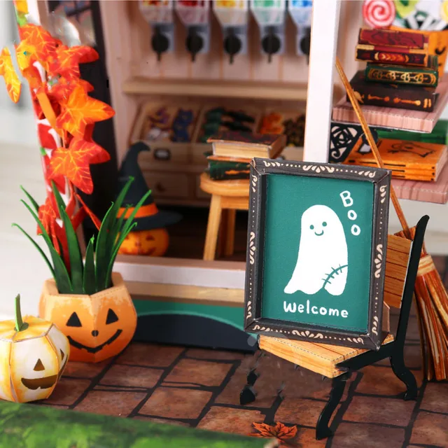 DIY Dollhouse Casa Miniature Furniture Kit Halloween Cottage Paper Model Doll Houses Assemble Toy for Children Christmas Gifts 2
