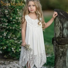 Bear Leader/нарядные платья для девочек; Новинка; Летнее Детское платье принцессы; милое Повседневное платье без рукавов; одежда для детей; длинное платье