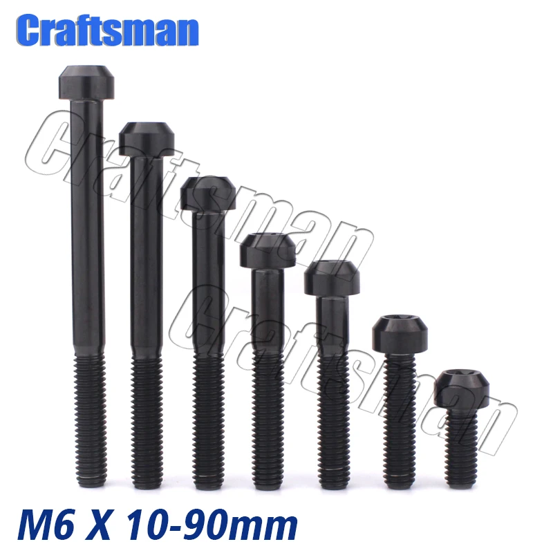 Титановые болты Craftsman M6 * 10 15 20 25 30 35 40 50 60 70 80 90 Torx черный болт Ti титановый винт для