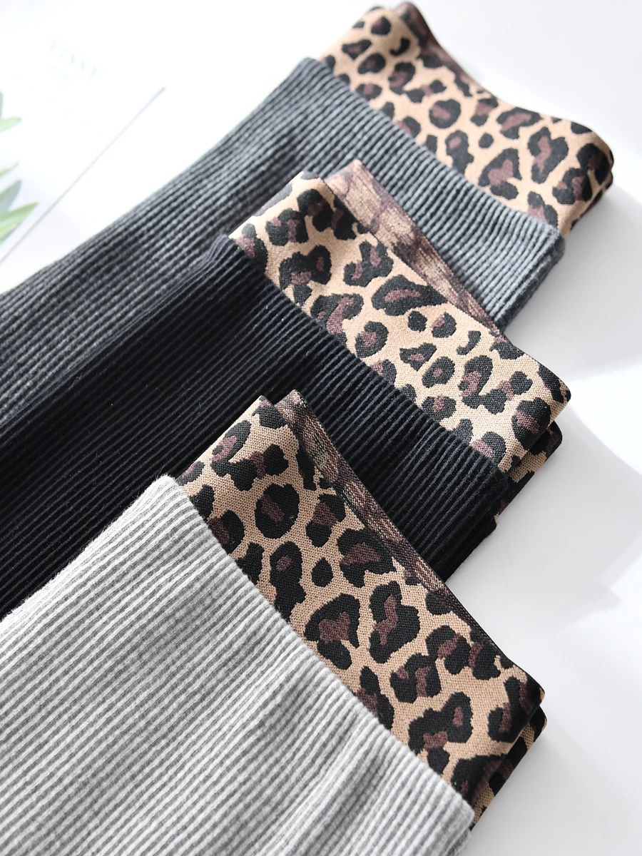 

2020 Spring Pnats Autumn and winter plus leopard pattern, high waist threaded underpants for women wearing skinny trousers C12