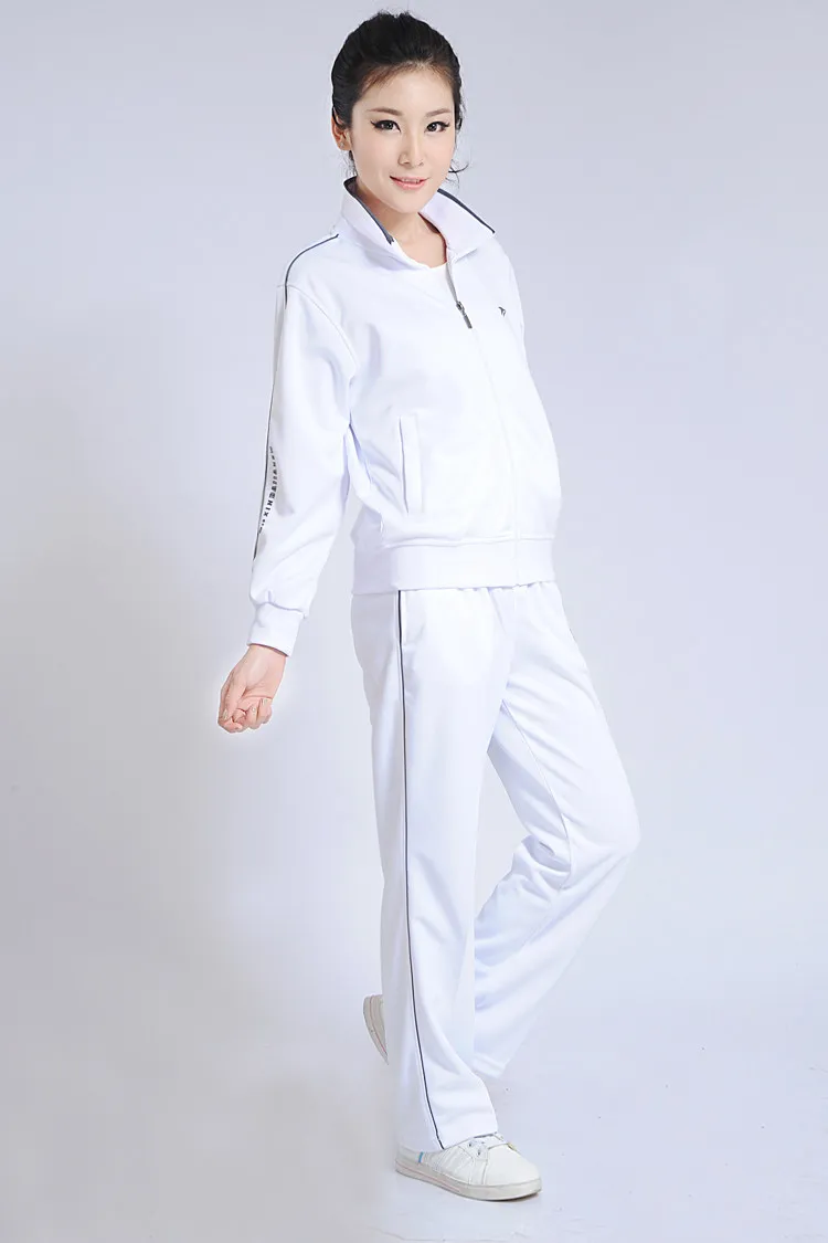 Xinda Chia Nan Korean Silk White Sports Clothing Set Coat Spring And Autumn Trousers Women's Men's Couples Casual Large Size Gro