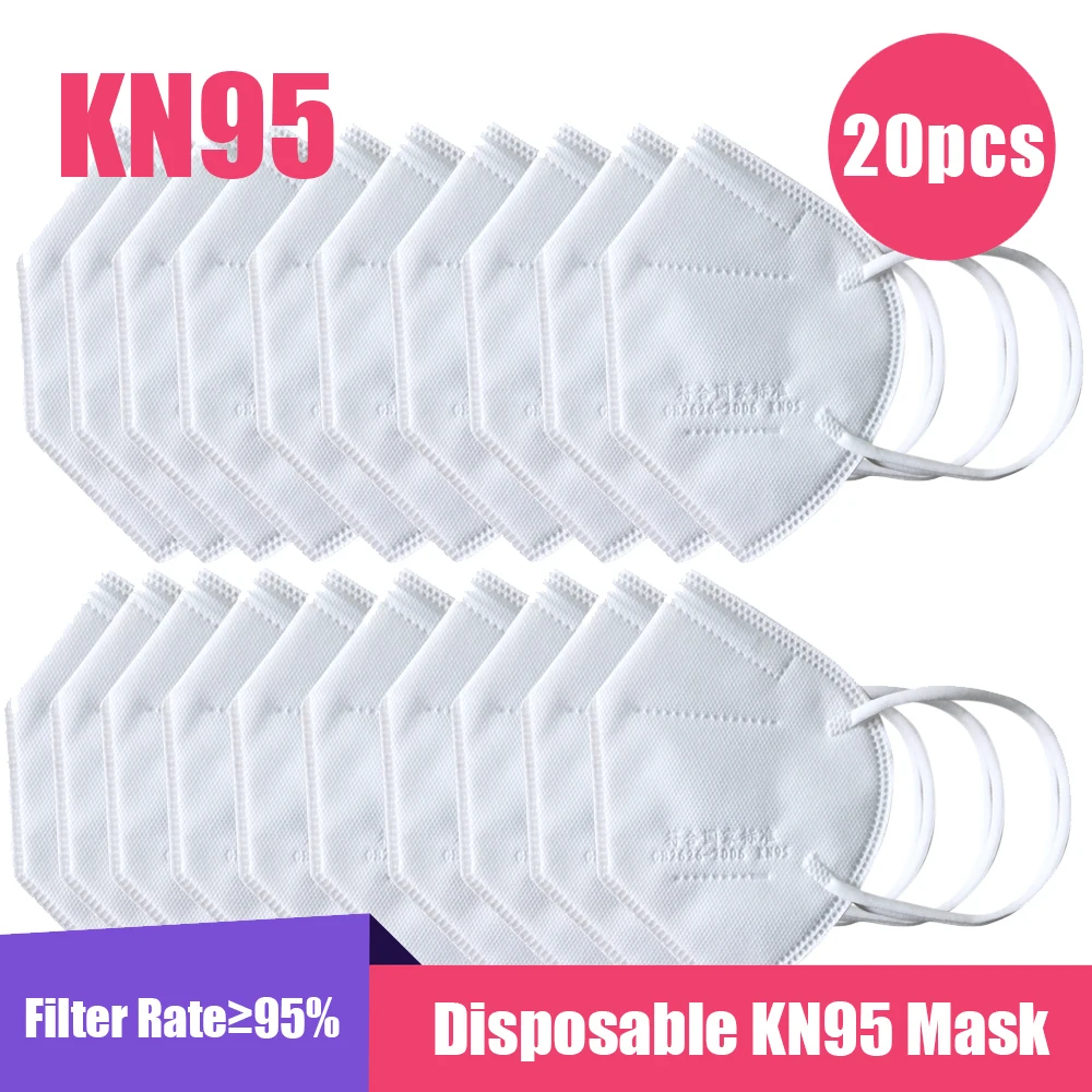 

KN95 Mask Face Mask 50Pcs Disposable Mouth Face Mask Sanitary Mask 3-Layer Masks Protection