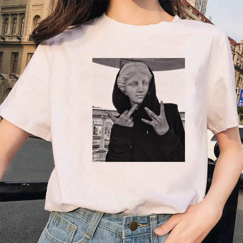 Новинка, футболка микеланжело, Ulzzang Hands Femme, винтажная женская футболка Харадзюку, 90 s, эстетическая, женская, гранж, графическая футболка
