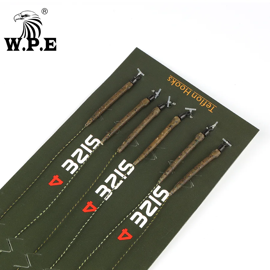 W. P. E 1 Набор/6 шт. рыболовные снасти для ловли карпа, готовые рыболовные снасти, телфлоновый крючок для ловли карпа, размер 4#5# рыболовные снасти, Аксессуары для рыбалки