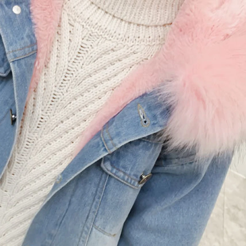 Зимнее пальто для девочек; куртка с меховым капюшоном; теплые детские джинсовые пальто; хлопковые джинсы на флисе; детские парки; Верхняя одежда; плотные детские зимние комбинезоны