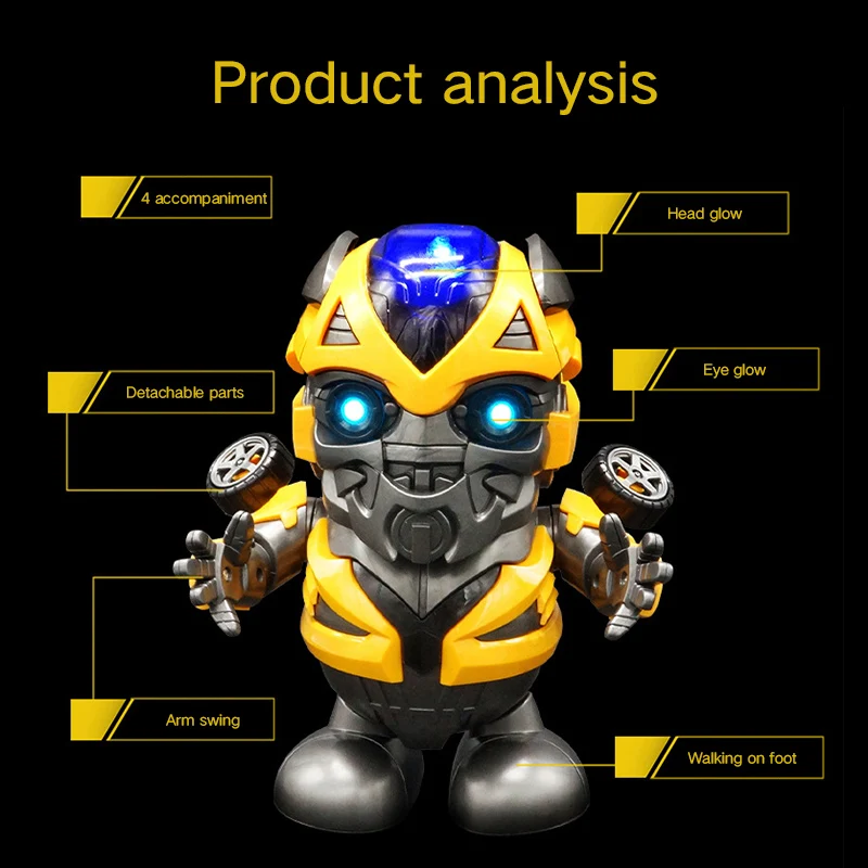 Dance Bumblebee человек фигурка игрушка светодиодный фонарик со звуком Мстители Трансформеры герой электронная игрушка