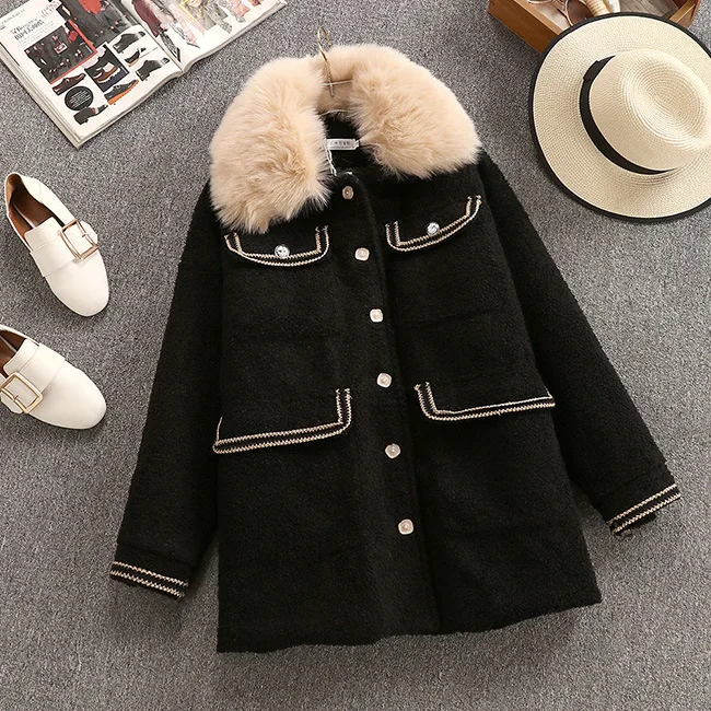 2019 новое осеннее и зимнее Свободное пальто из хлопка с меховым воротником для
