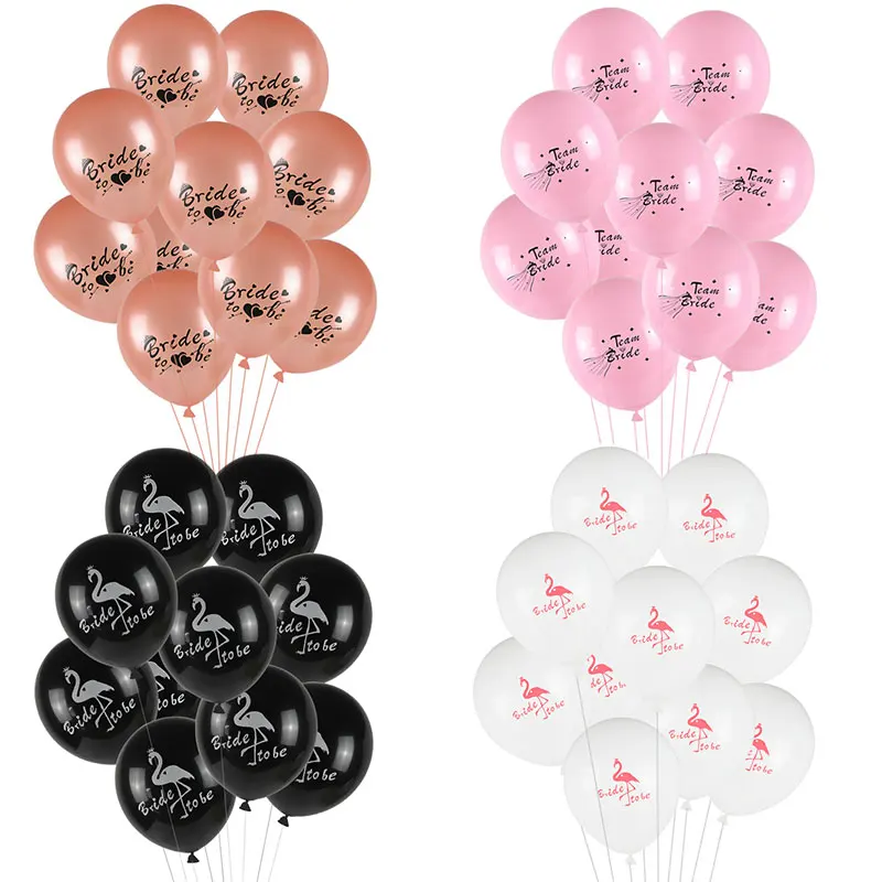 $1.94 10pcs 12inch Bride To Be Team Bride Air Balloon Flamingo Latex Balloon For Valentine's Day Wedding Hen Bachelor Party Decoration