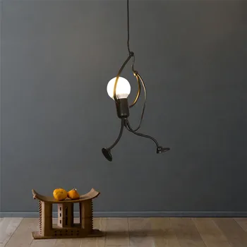 

Thrisdar Creative Dwarf Chandelier Iron Climbing Chandelier Children's Room Hanging Light Metal Wire Chandelier Art Decoration