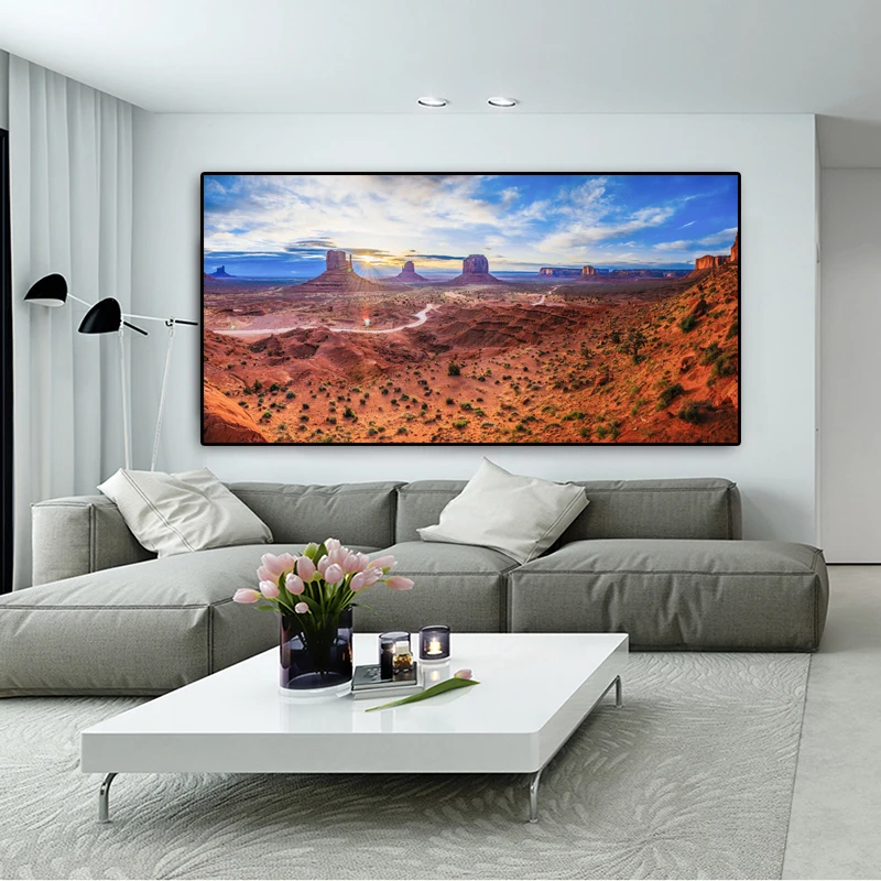 

Landscape Print Poster Cloud and Desert Valley Painting Printed on Canvas Wall Pictures For Living Room Quadro Home Decoration