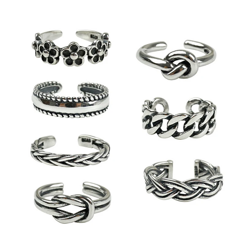 925 Sterling Silver Woman Fashion Rings Small Size Knuckle Ring Multi Styles Adjustable Rings Toe Beach Foot Jewelry silver rings silver ring