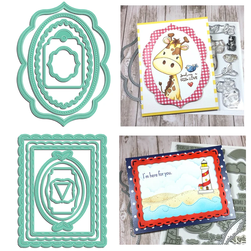 

Laced Rectangle Oval Frame Set Metal Cutting Dies Stencils For DIY Scrapbooking Decoration Embossing Supplier Handcraft Die