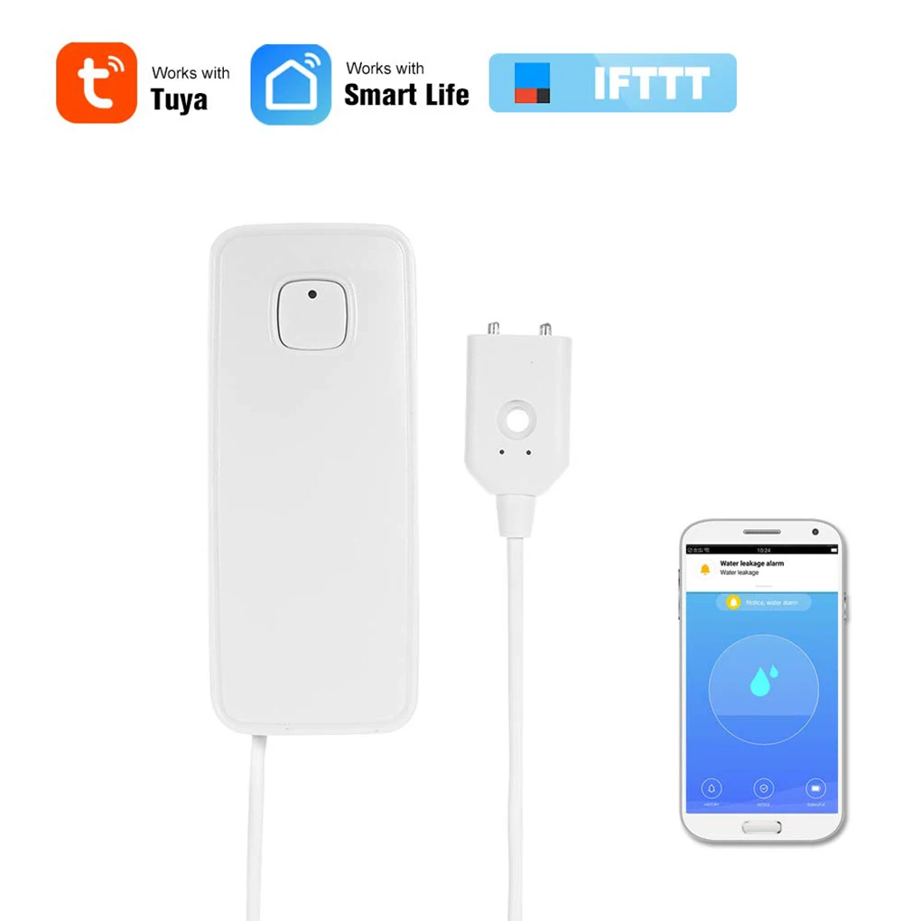 

Wifi Water Leak Sensor Flood Leakage Level Alarm Detector Tuya Smart Life App Notification Alerts Remote Control