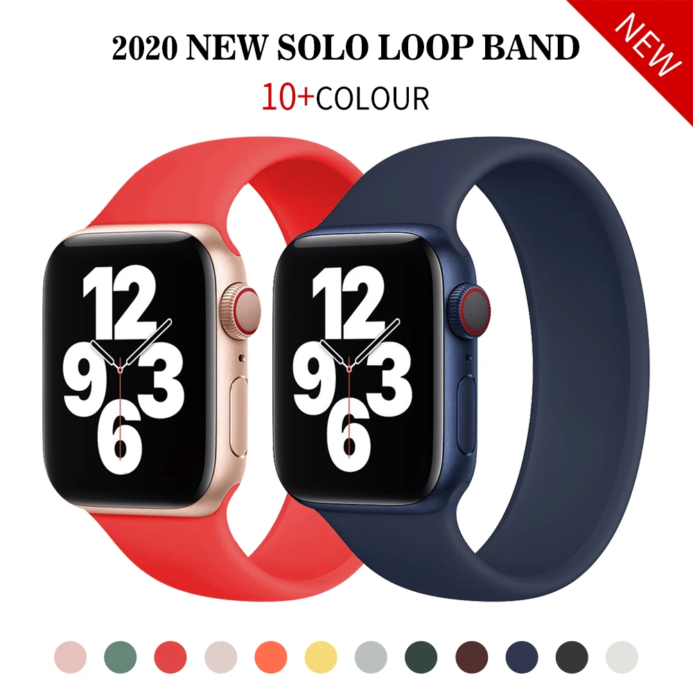 

Strap on Apple Watch 6 band SE 44MM 42MM for iWatch series 6/5/4/3 40MM38MM Elastic Belt Silicone Solo Loop bracelet accessories