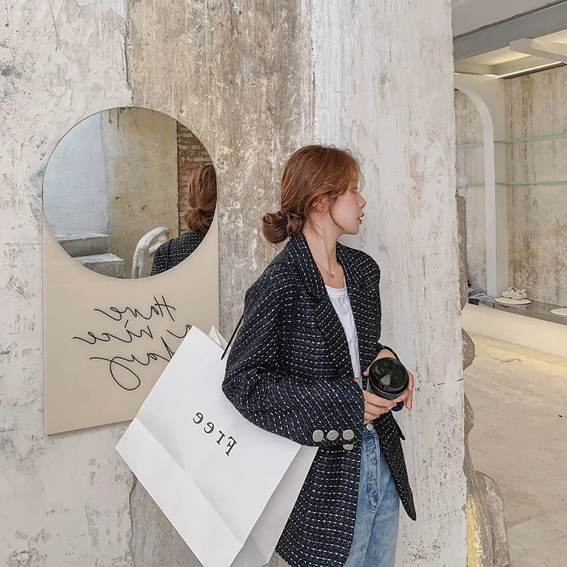 

Photo Shoot Spring And Autumn New Style Korean-style Retro Loose-Fit Vertical Multijunction Textured CHIC Online Celebrity Small