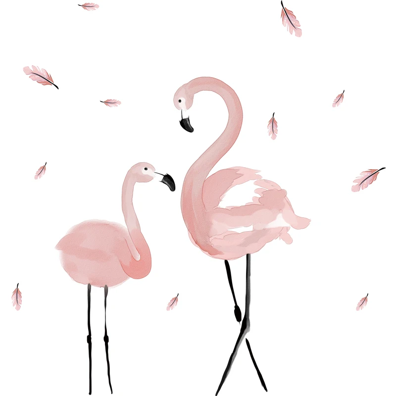 [SHIJUEHEZI] Тропическое дерево листья наклейки на стену DIY Фламинго настенные наклейки с животными для дома гостиной спальни магазин украшения - Цвет: Flamingo Sticker