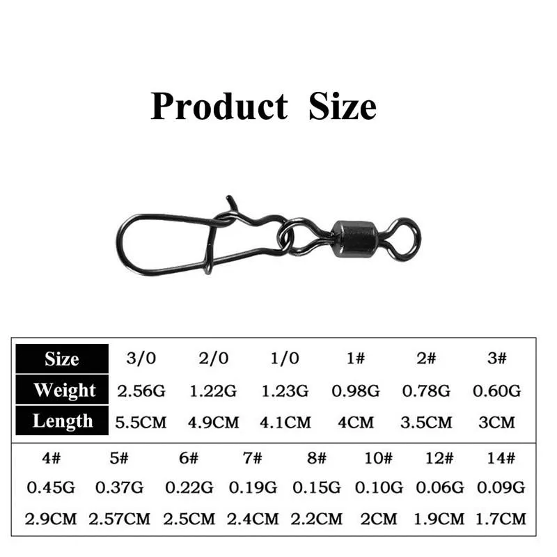50 шт. 2#4#6#8#10#12#14-# Нержавеющая сталь рыболовный Соединитель с застежкой "булавка" подшипников качения оснастки поворотный шпильки рыболовные снасти аксессуары