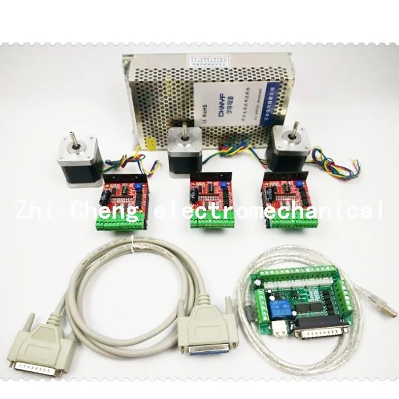 CNC Router Kit 3 Axis 3pcs TB6600 4.0A stepper motor driver +3pcs 42HS48 0.44NM motor+ 5 axis interface board+ power supply |