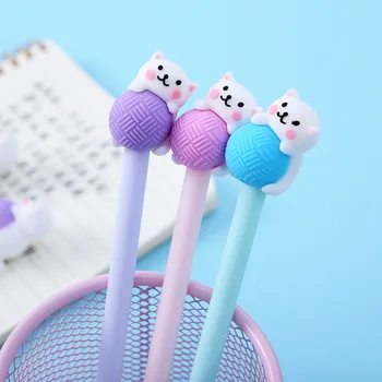 

36PCS Cartoon Silicone Gel Pen Creative Cute Mini Cat Catch Ball Flexible Glue Ball Pen