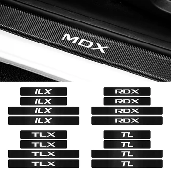 

Car Styling 4PCS Carbon Fiber Door Plate Scuff Protection Stickers For Acura MDX ILX RDX TLX TL RL Accessories