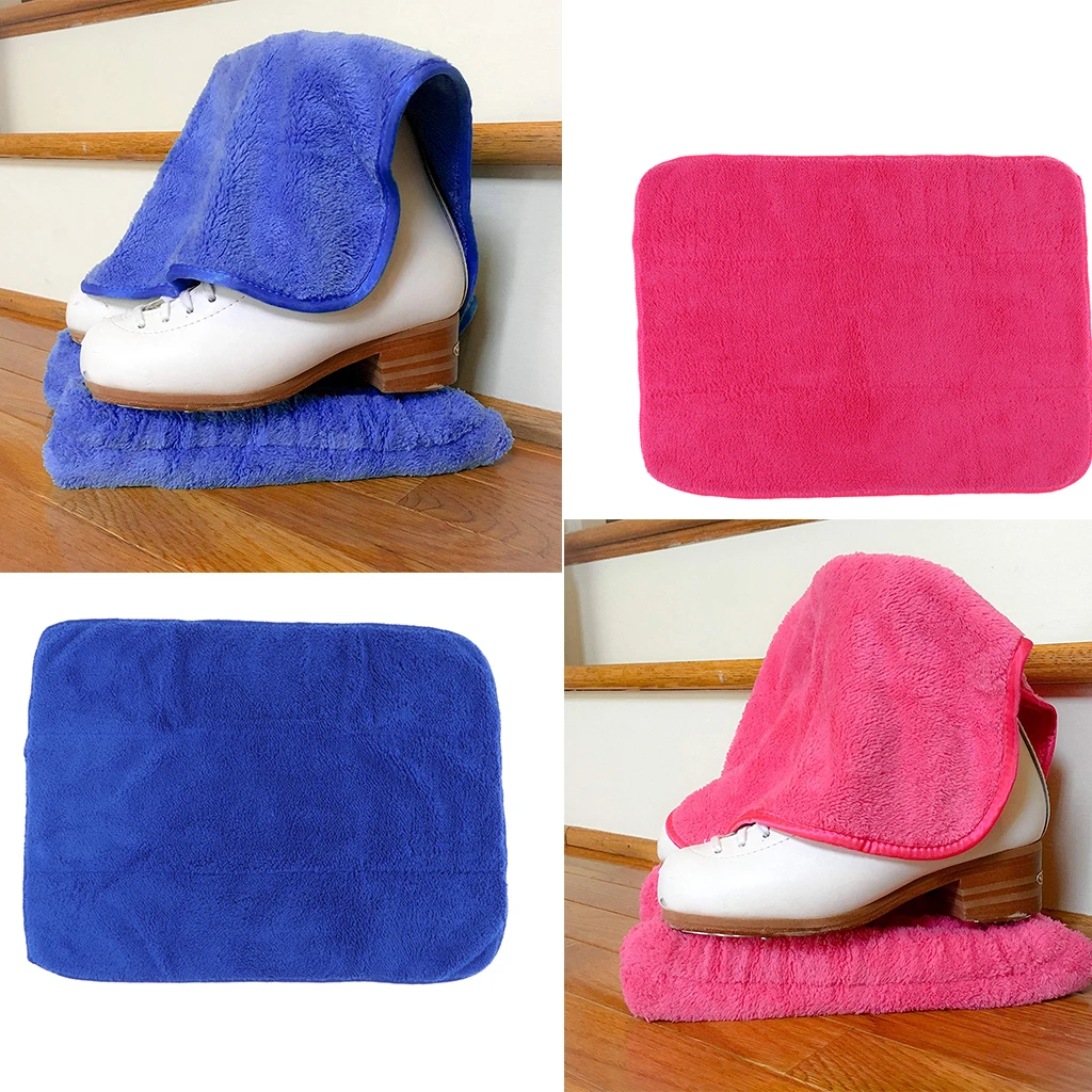 30x50cm/11.8x19.7inch Ultra Soft Ice Skate Cover Cleaning Cloth Wiper Knit Blue Pink Set of 2