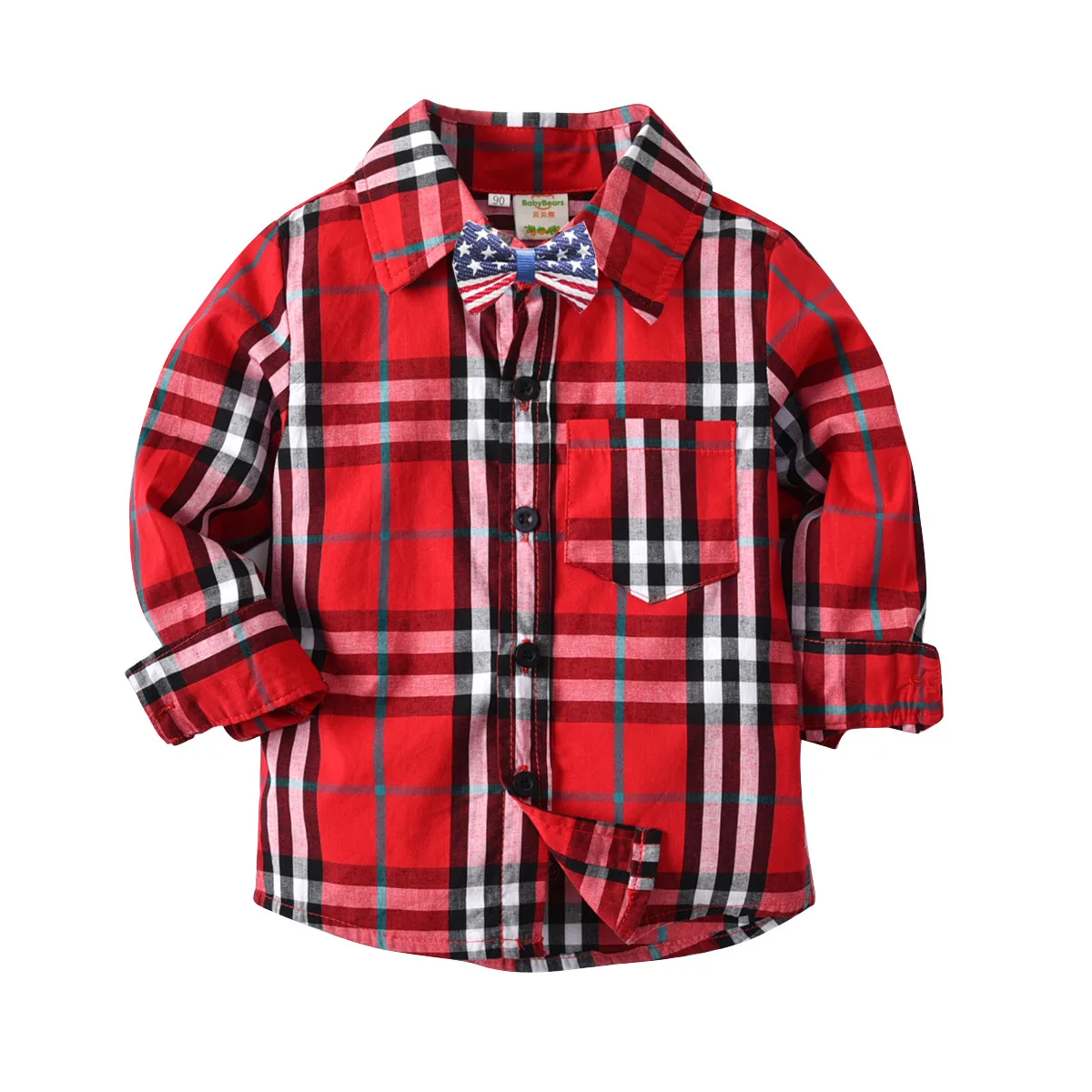 

BOY'S Autumn Europe And America Pure Cotton Red Plaid Long-sleeved Shirt Children Gentleman Shirt 2018 Child New Style Autumn Cl