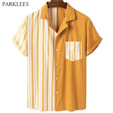 Vertical Stripe Summer Mens Shirt 2020 Casual Patchwork Shirts for Men with Front Pocket Hawaiian Holiday Men Short Sleeve Shirt Vertical Stripe Summer Mens Shirt 2020 Casual Patchwork Shirts for Men with Front Pocket Hawaiian Holiday Men Short Sleeve Shirt