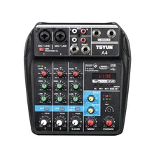 Monitor de energia fantasma da entrada 48v do computador mp3 da relação usb do console de mistura de som portátil do misturador audio de 4 canais sem fio para a casa