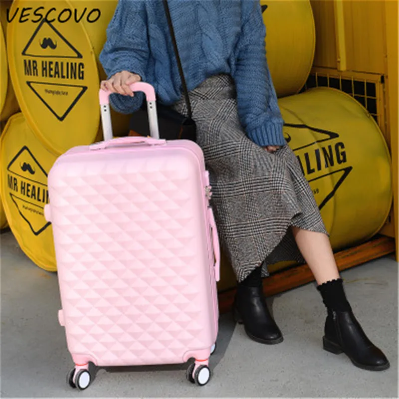 Корейский чемодан на колесиках VESCOVO маленький для студентов и путешествий из АБС