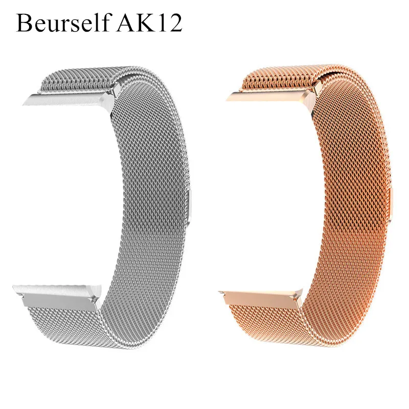 

Beurself STRAPS For AK12 Silica Gel or Magnetic Stainless Steel or Leather Strap Width of 18mm(Top End) For B5