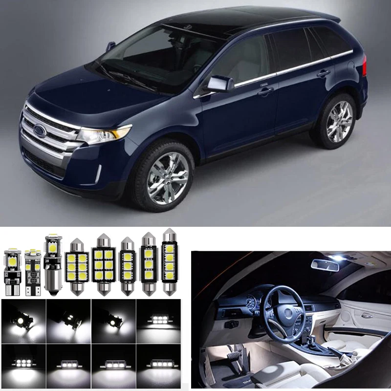 

CANBUS 13pcs Car Interior Dome Reading Trunk Lights For Ford Edge 2007-2013 White LED Light Bulbs Interior Package Kit