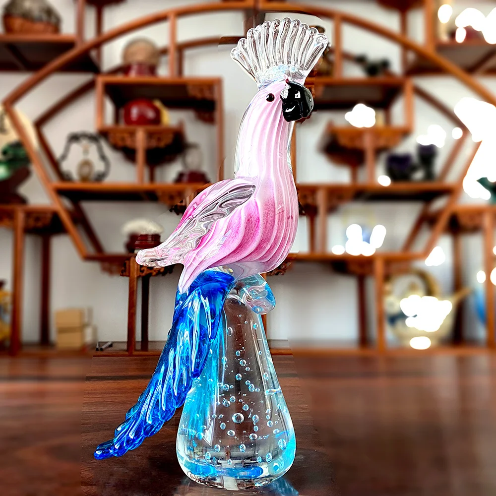 Glass Hand Blown Lovely Parrot Figurines Crystal Ornament Handmade Bird Craft Table Sculpture Home Wedding Decor Christmas Gift | Дом и сад
