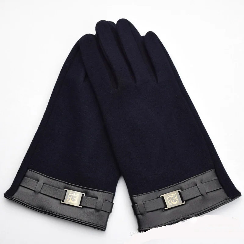 933876 Dark blue Зимние мужские перчатки на весь палец для смартфона, перчатки для сенсорного экрана, повседневные одноцветные мягкие перчатки для сенсорного экрана для мужчин - Цвет: 933876 Dark blue