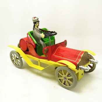 

[Funny] Adult Collection Retro Wind up toy Metal Tin The No.98 Racing car Mechanical Clockwork robot toy figures model kids gift