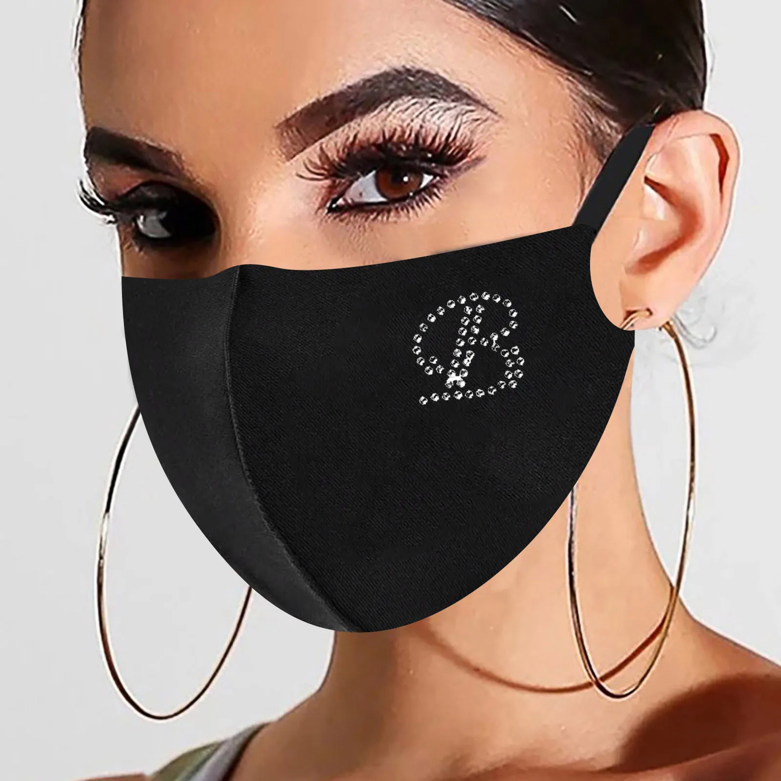 Fashion 26 Letter Print Masks Letter Ice Silk Cotton Mask Adult Washable Reusable Pm2.5 Protection Face Mask Black Mascarillas