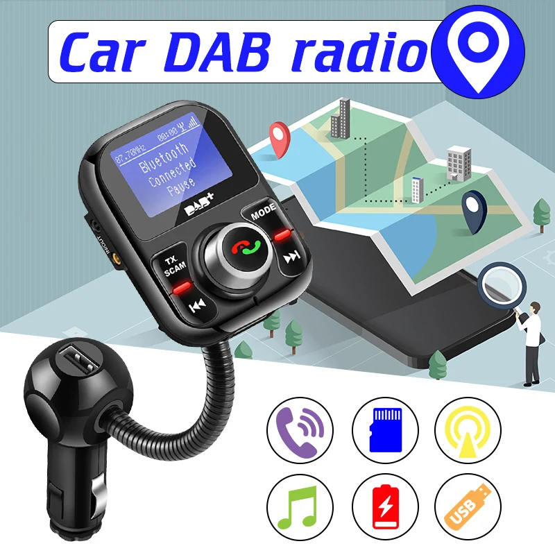 DAB беспроводной bluetooth fm Автомобильный передатчик и dab автомобильный радиоприемник usb громкой связи с антенной