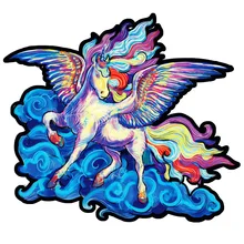 Puzzle en bois coloré en forme d'animal licorne, jouet suspendu au mur, motif irrégulier, cadeau pour enfants A4A5, 100 pièces, nouvelle collection