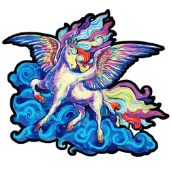 Novo colorido quebra cabeça de madeira em forma animal unicórnio brinquedo parede pendurado arte irregular padrão presente para crianças a4a5 100 + pçs