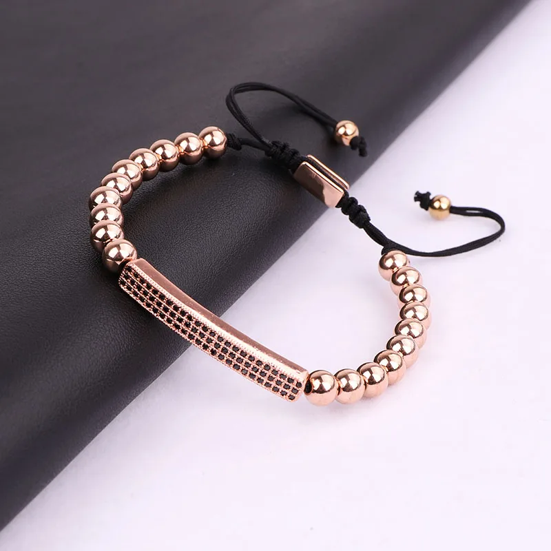 High Quality Stainless Steel Beads Cubic Zirconia Charm Friendship Beaded Bracelet Men Jewelry Gift - Image 6